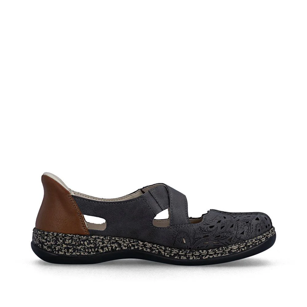 Rieker 46352 Women's Real Leather Ready To Go Shoes in Grey - Image 2