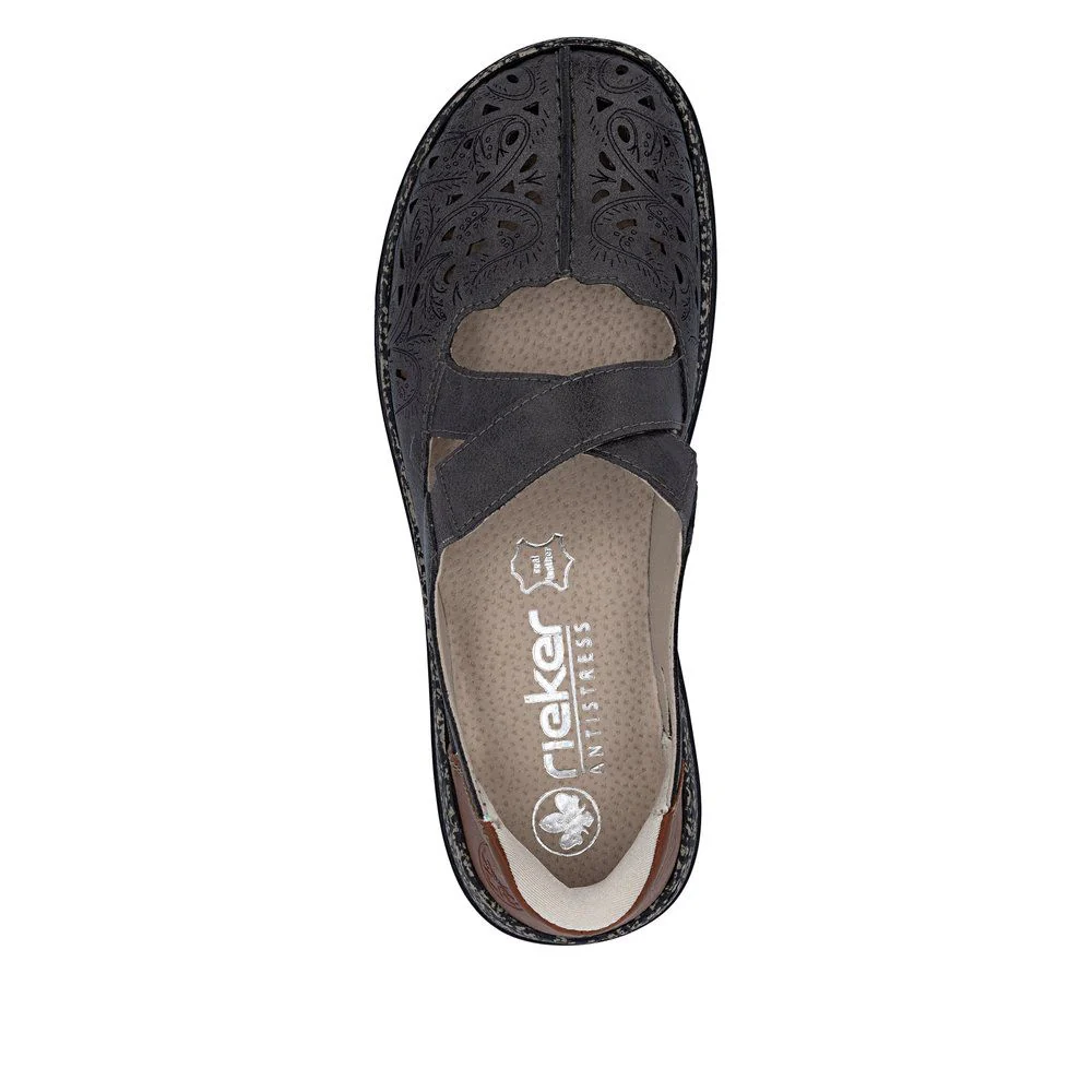 Rieker 46352 Women's Real Leather Ready To Go Shoes in Grey - Image 4