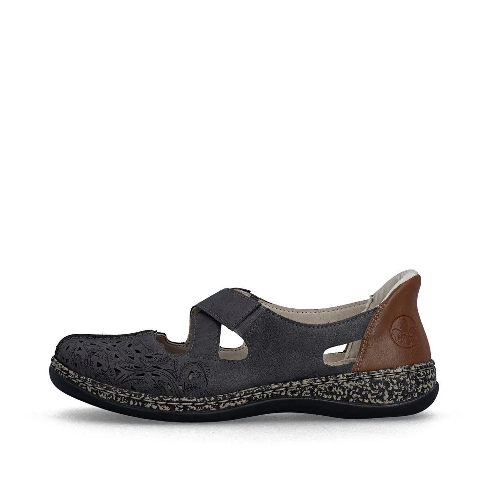Rieker 46352 Women's Real Leather Ready To Go Shoes in Grey - Image 5