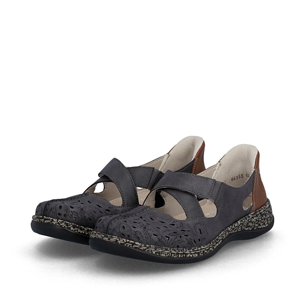 Rieker 46352 Women's Real Leather Ready To Go Shoes in Grey - Image 8