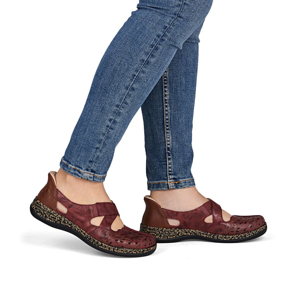 Rieker 46352 Women's Real Leather Ready To Go Shoes in Red - Image 10