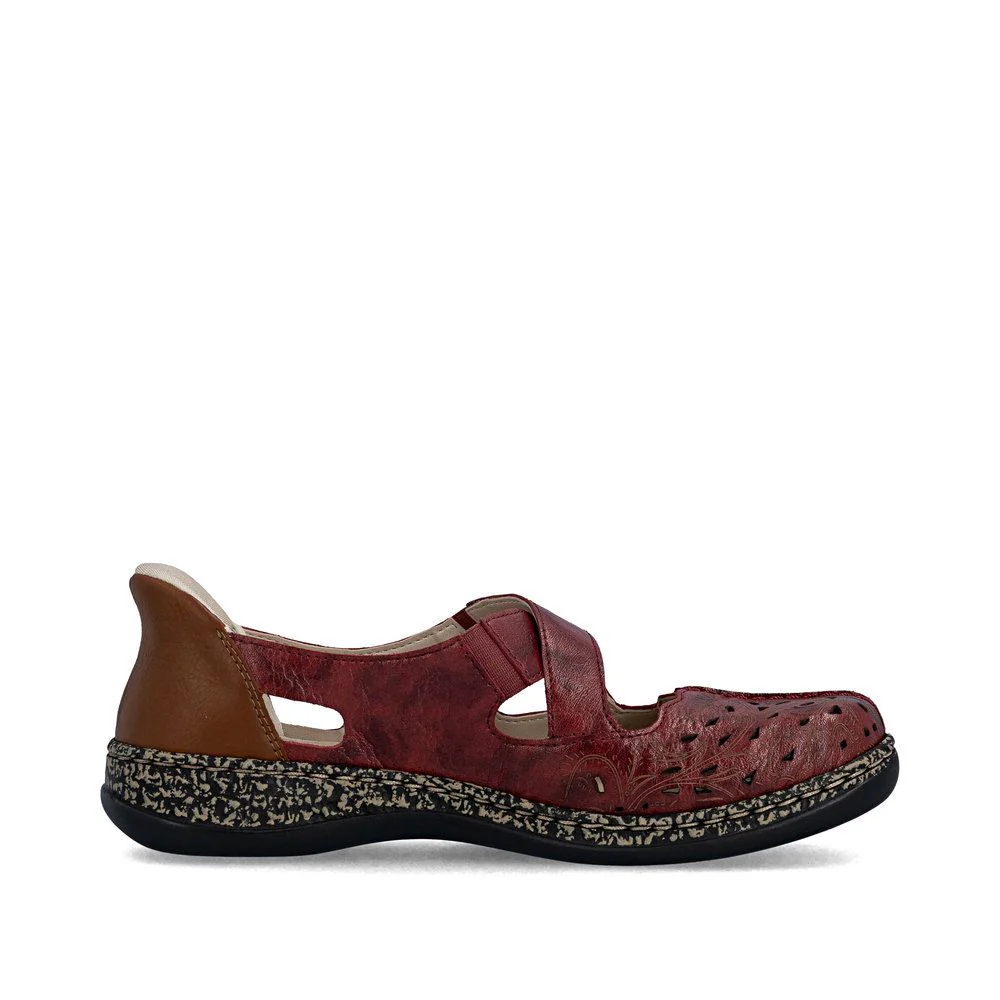 Rieker 46352 Women's Real Leather Ready To Go Shoes in Red - Image 2