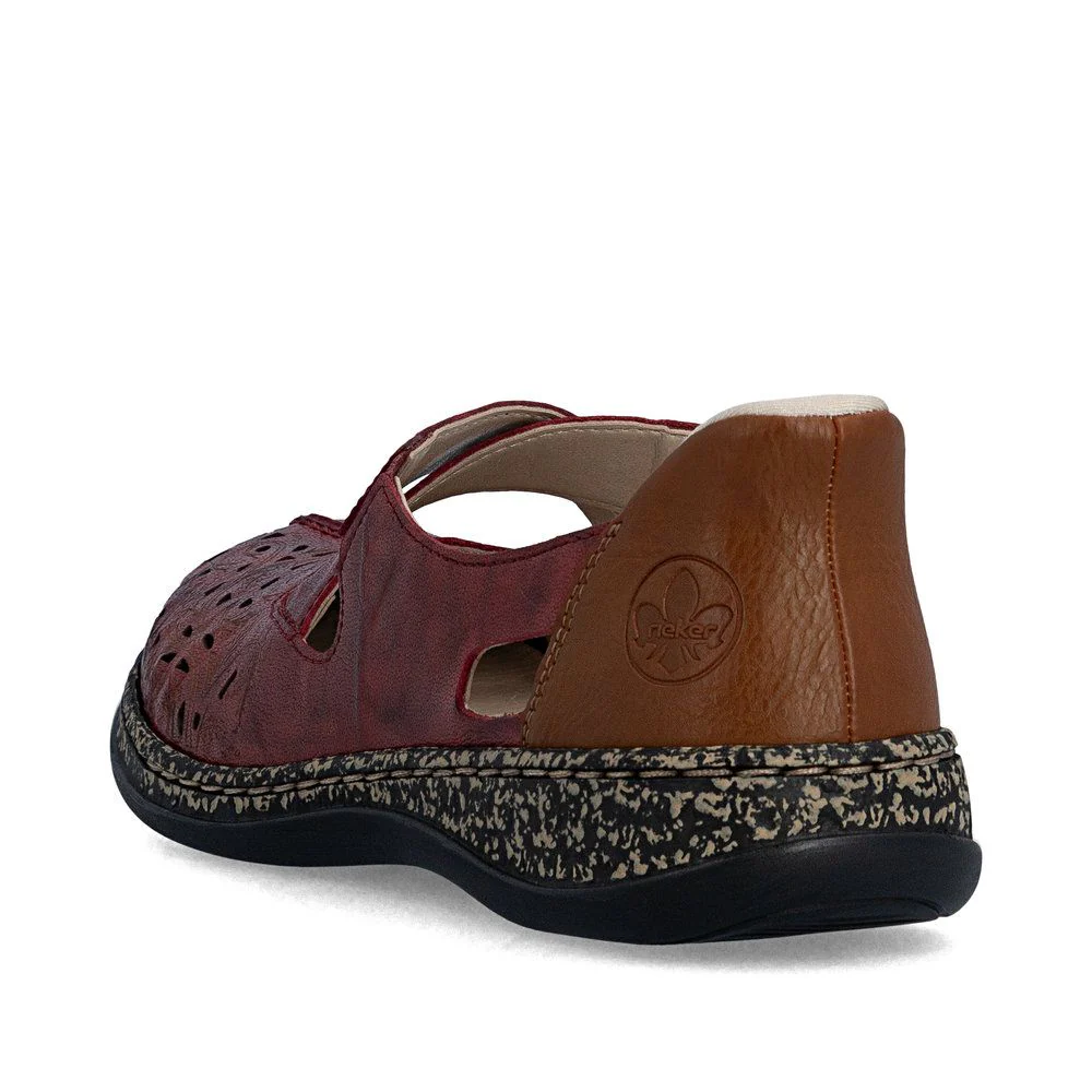 Rieker 46352 Women's Real Leather Ready To Go Shoes in Red - Image 3