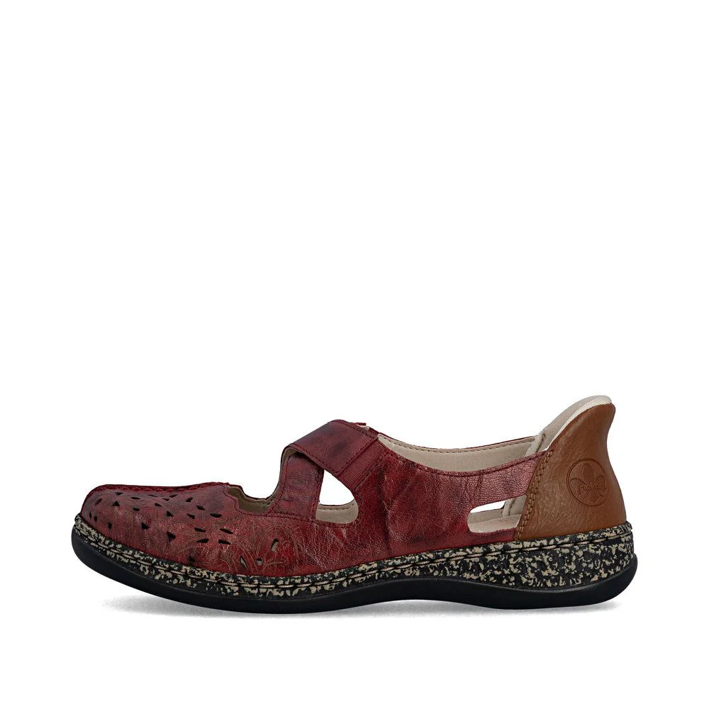 Rieker 46352 Women's Real Leather Ready To Go Shoes in Red - Image 5