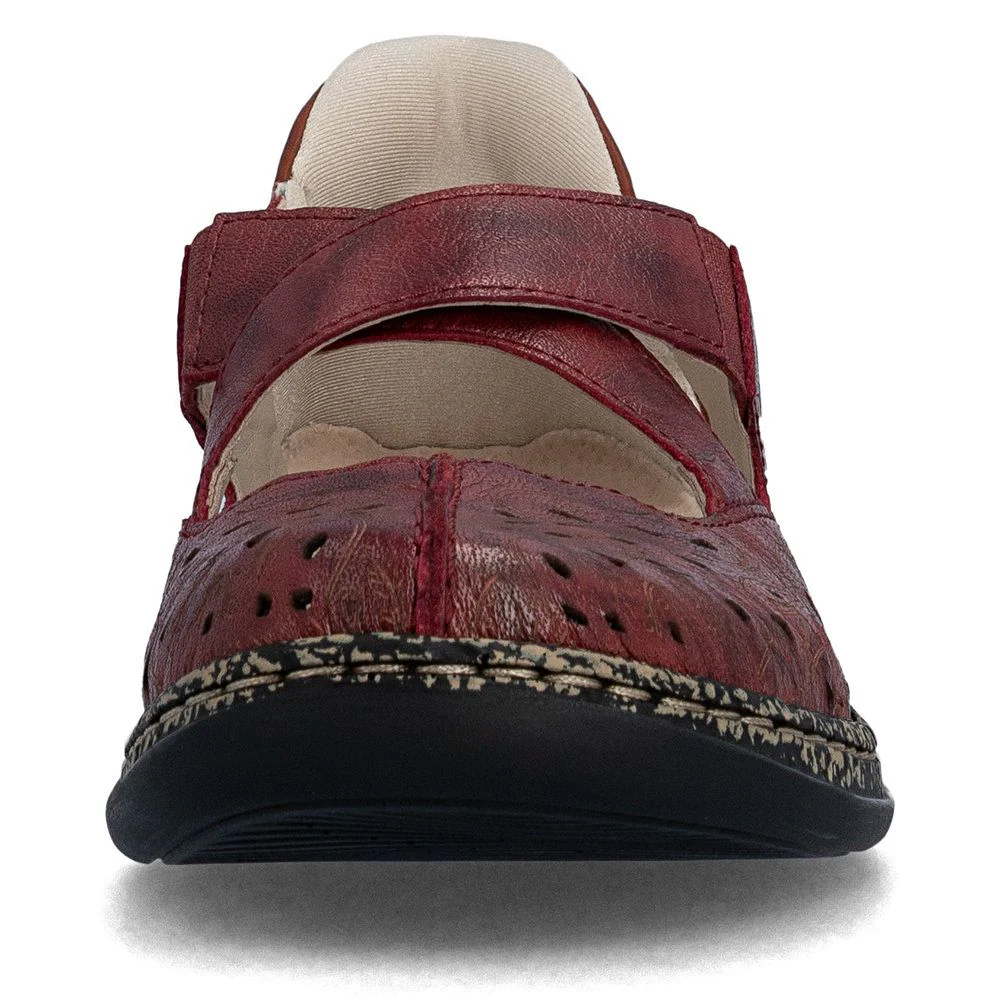 Rieker 46352 Women's Real Leather Ready To Go Shoes in Red - Image 6