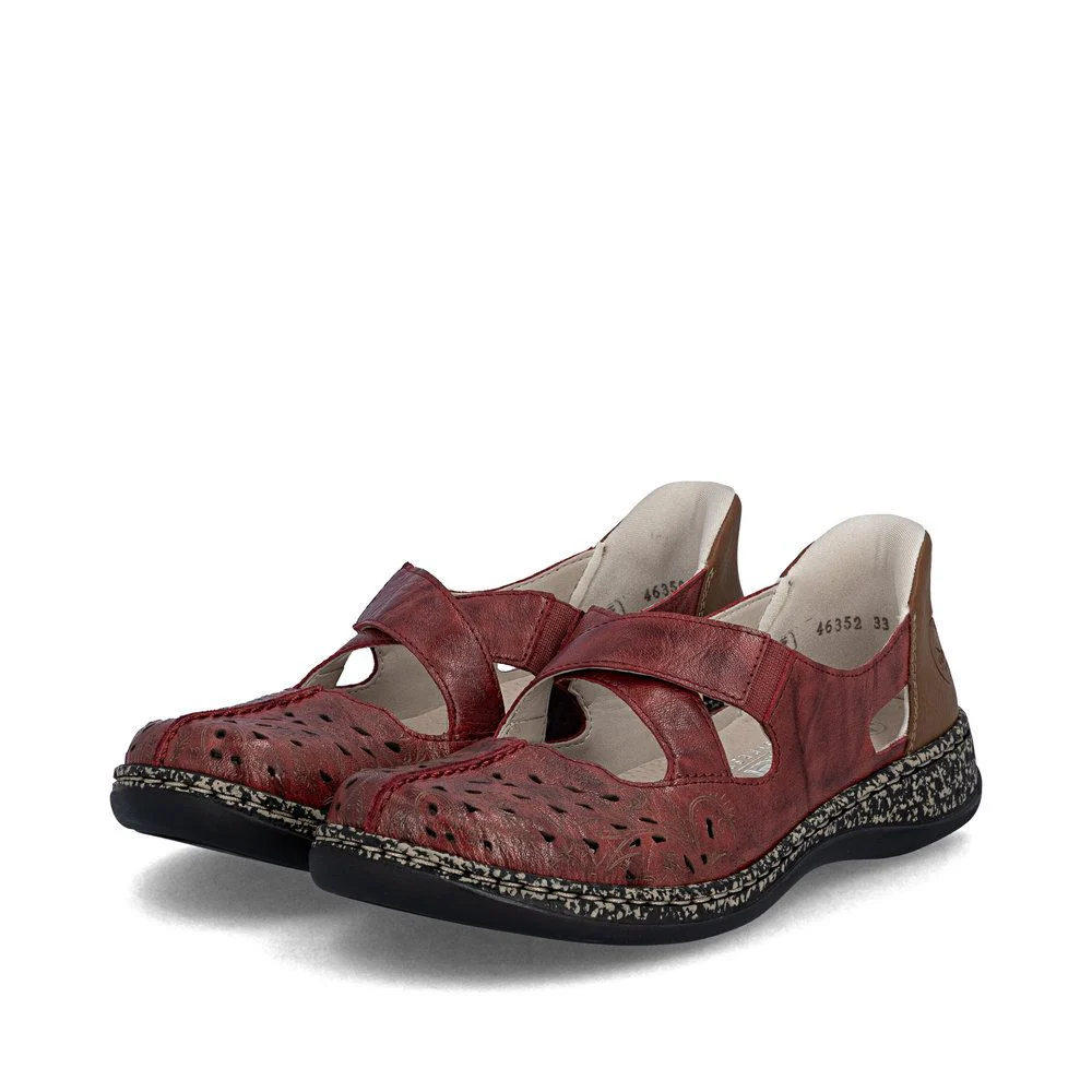 Rieker 46352 Women's Real Leather Ready To Go Shoes in Red - Image 8