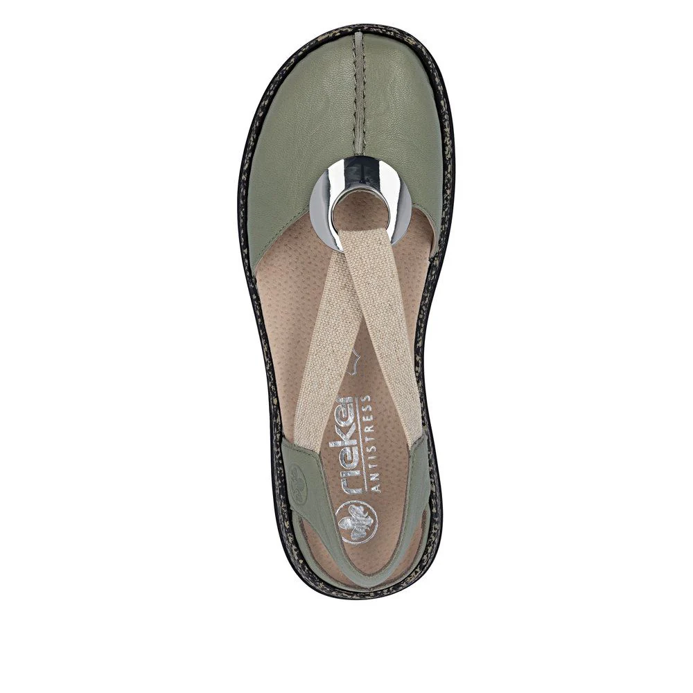 Rieker 46361 Women's Real Leather Shoes in Green - Image 4