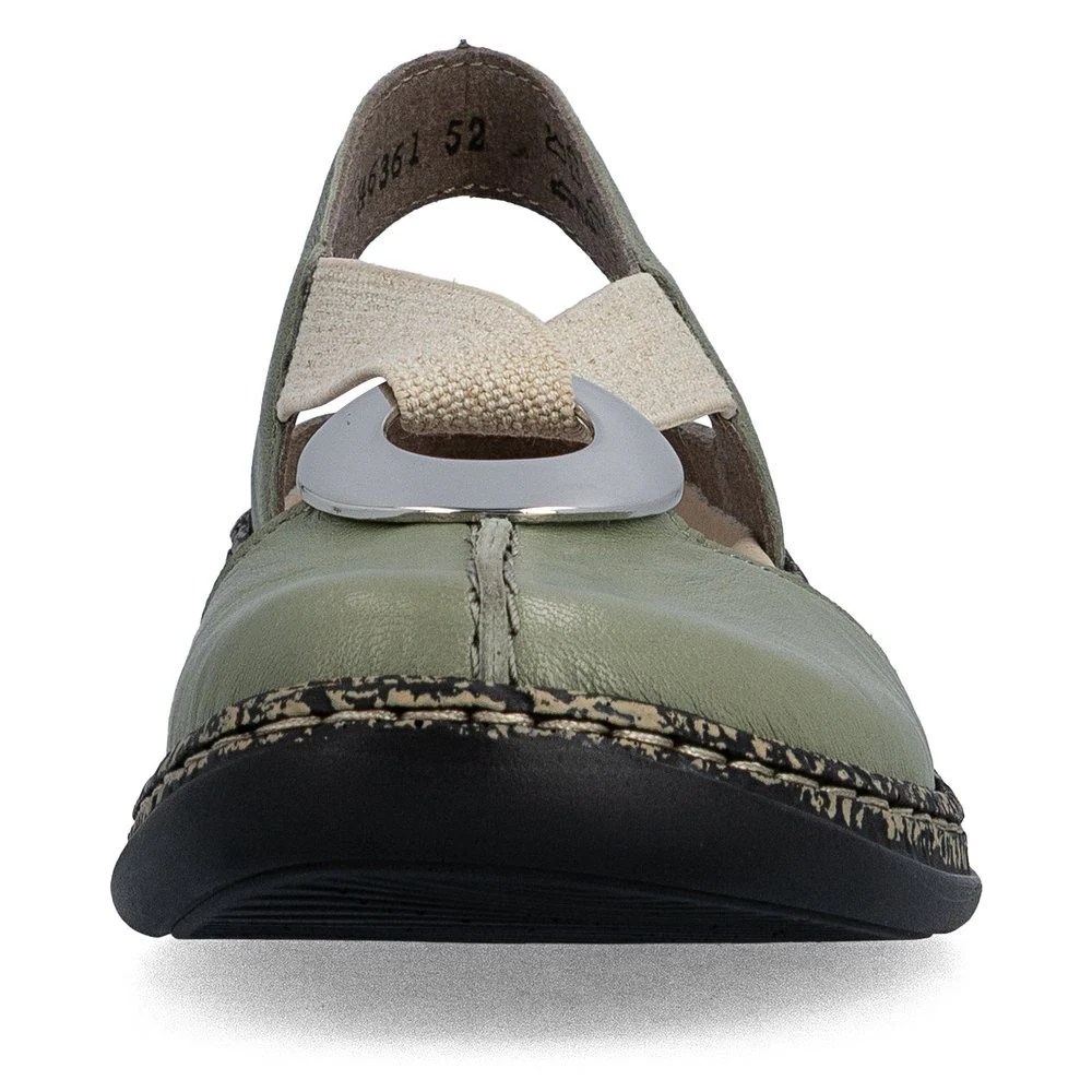 Rieker 46361 Women's Real Leather Shoes in Green - Image 6