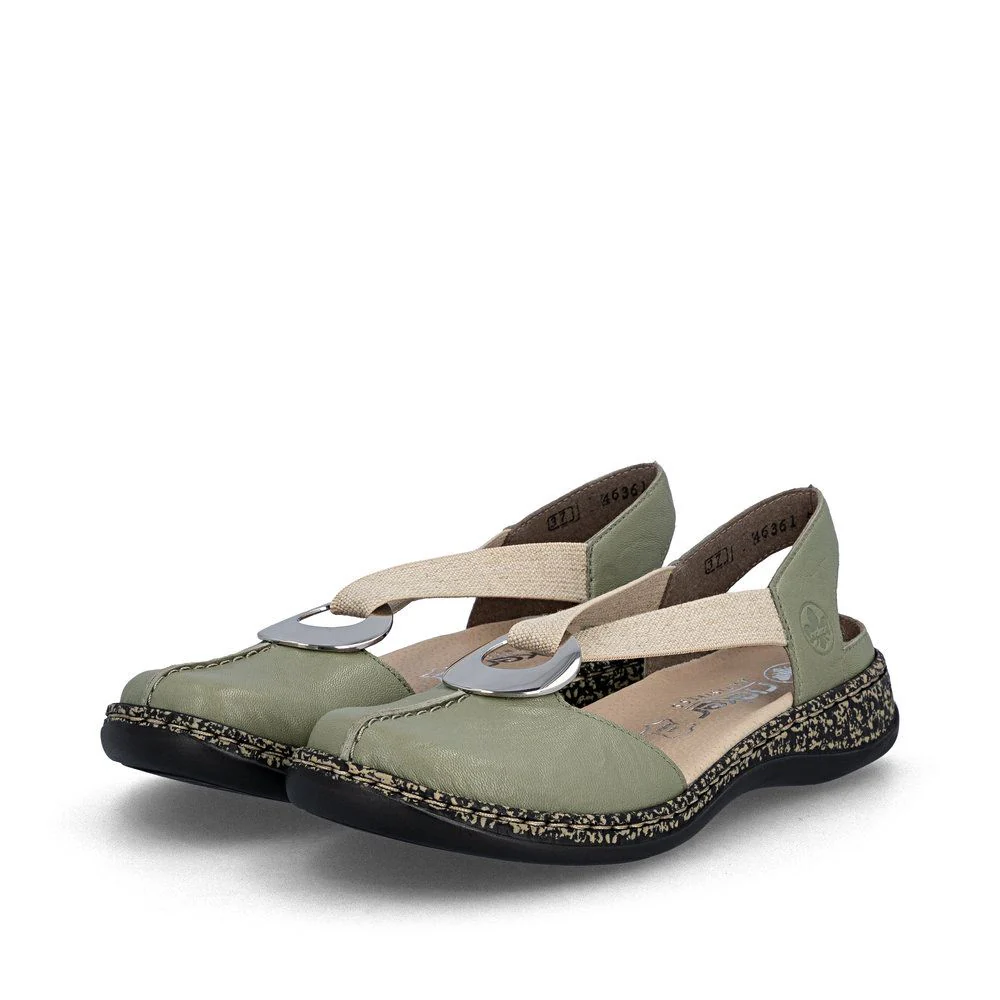Rieker 46361 Women's Real Leather Shoes in Green - Image 8