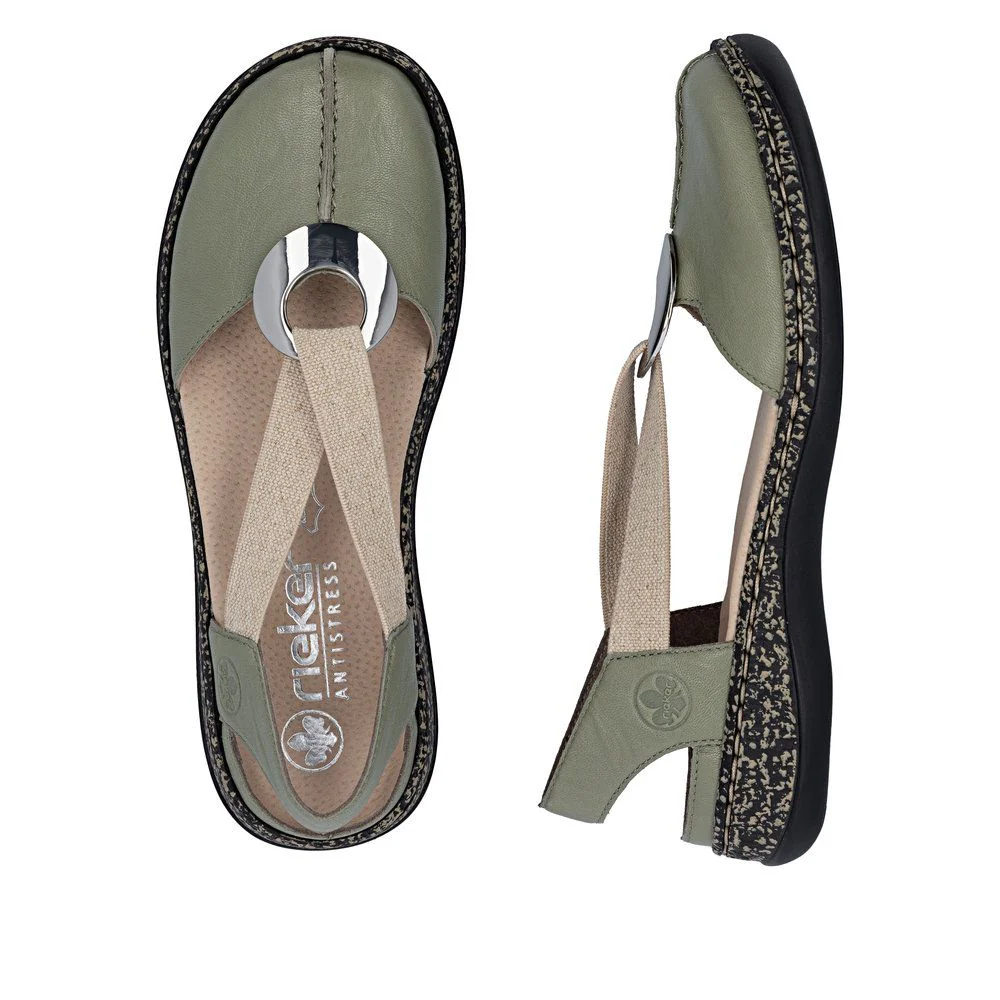 Rieker 46361 Women's Real Leather Shoes in Green - Image 9