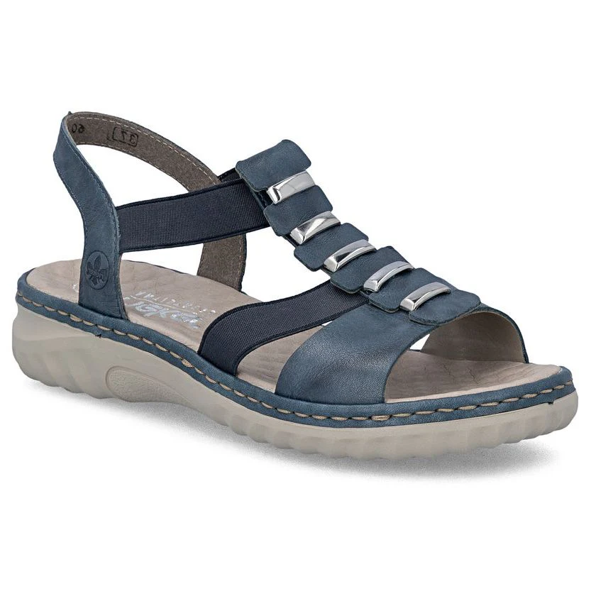 Rieker 60452 Women's Real Leather Sandals in Blue