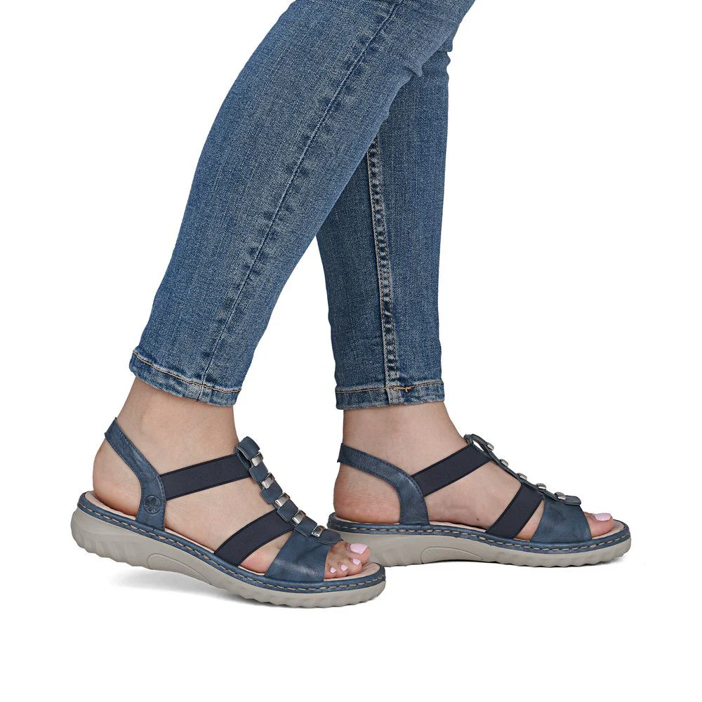 Rieker 60452 Women's Real Leather Sandals in Blue - Image 10