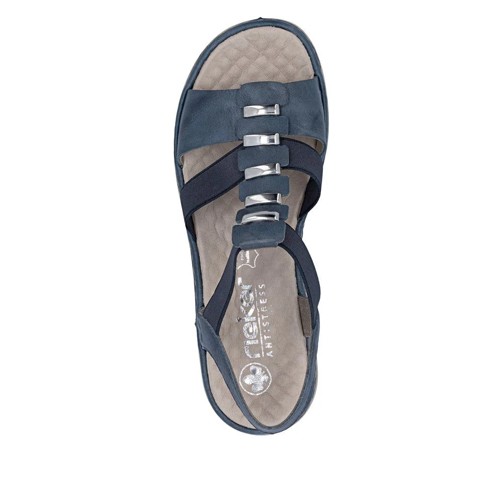 Rieker 60452 Women's Real Leather Sandals in Blue - Image 4