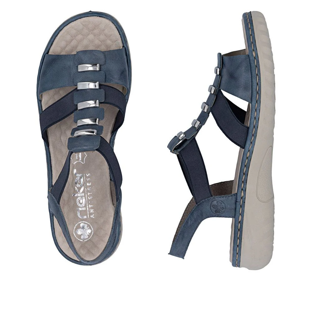 Rieker 60452 Women's Real Leather Sandals in Blue - Image 9