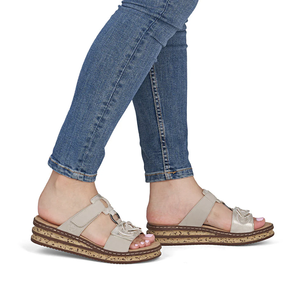 Rieker 62936 Mule Sandals in Beige - Image 10