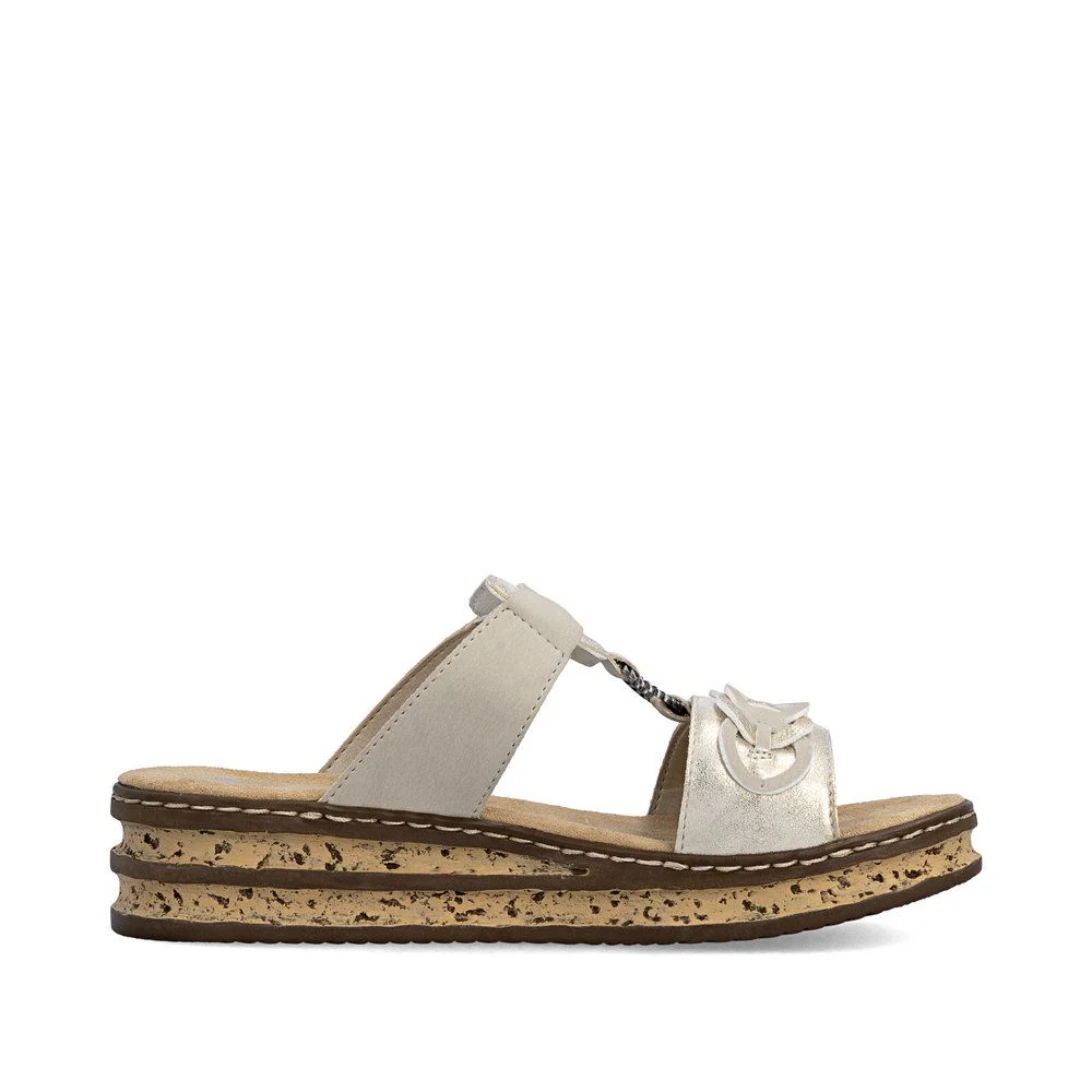 Rieker 62936 Mule Sandals in Beige - Image 2