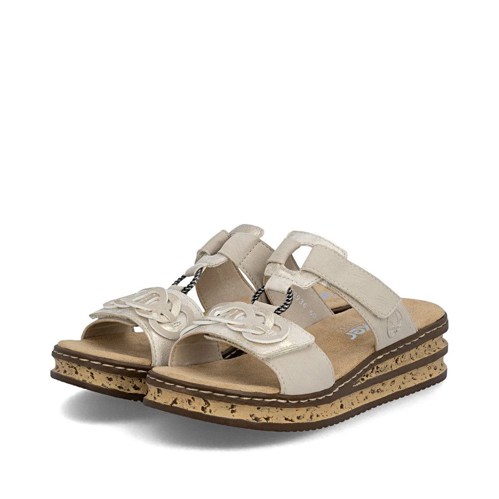 Rieker 62936 Mule Sandals in Beige - Image 8
