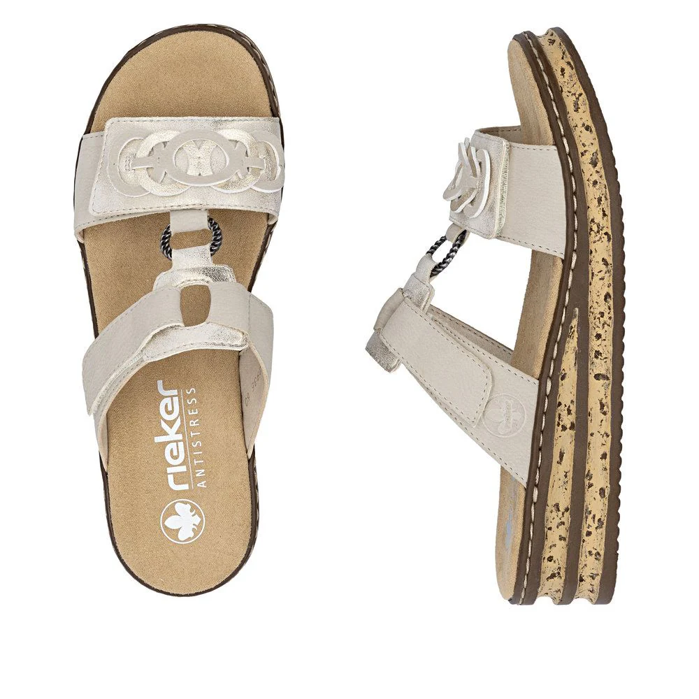 Rieker 62936 Mule Sandals in Beige - Image 9