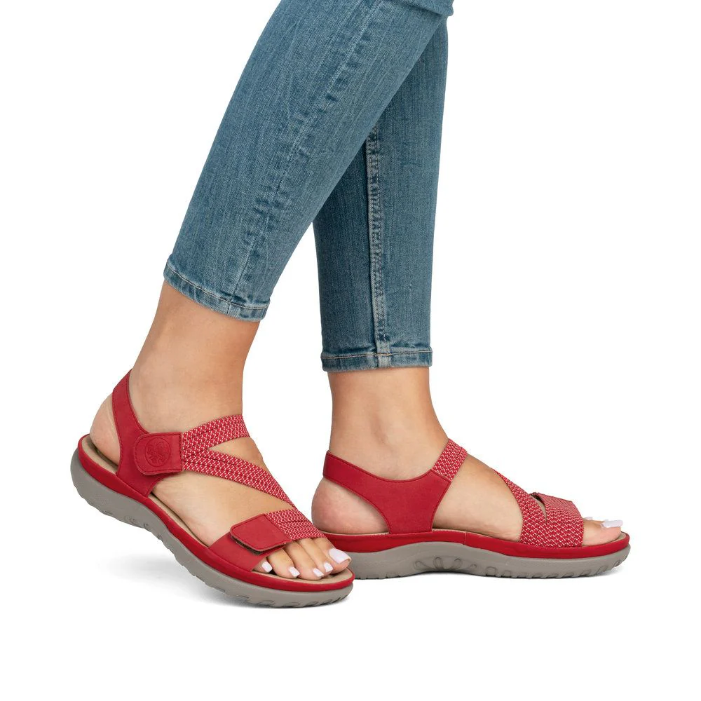 Rieker 64870 Velcro Strap Sandals in Flamme - Image 10