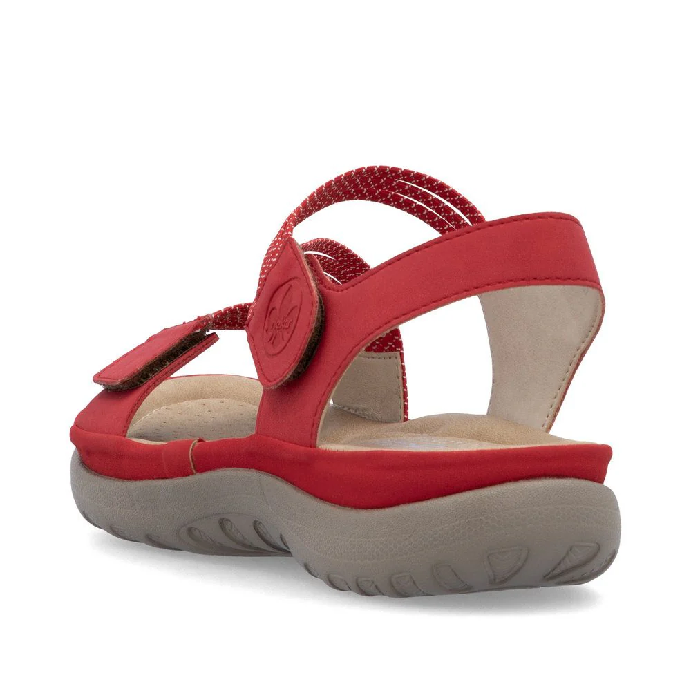 Rieker 64870 Velcro Strap Sandals in Flamme - Image 3
