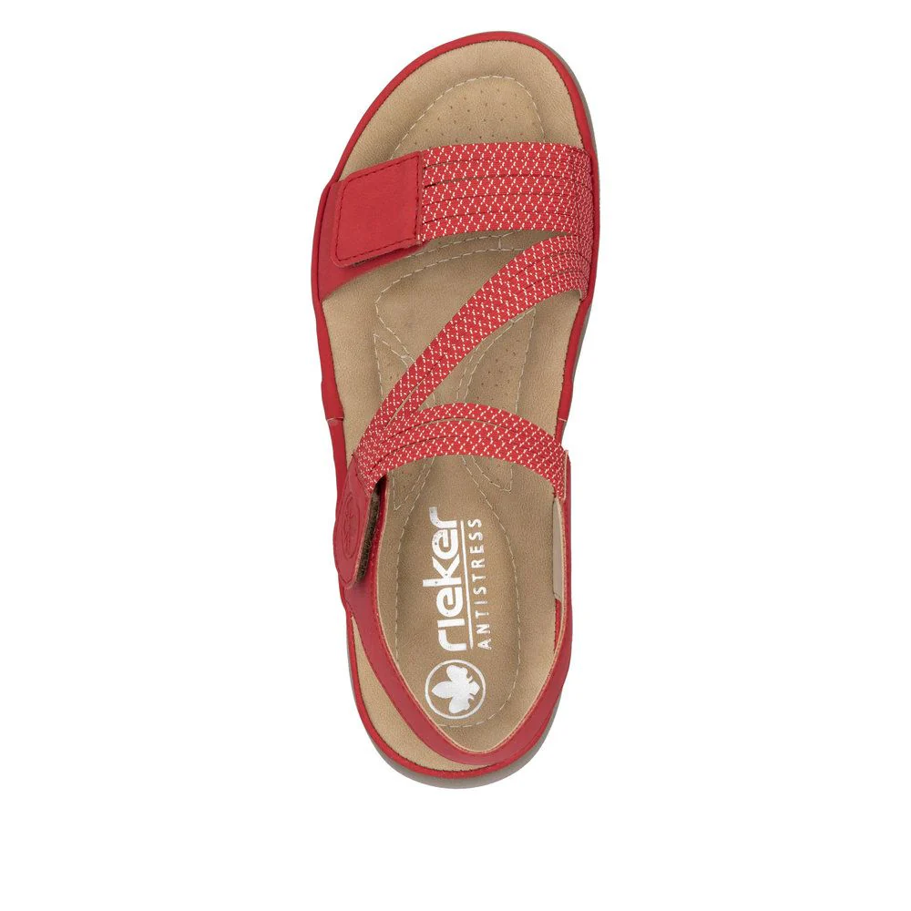 Rieker 64870 Velcro Strap Sandals in Flamme - Image 4