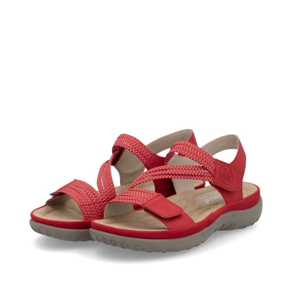 Rieker 64870 Velcro Strap Sandals in Flamme - Image 8