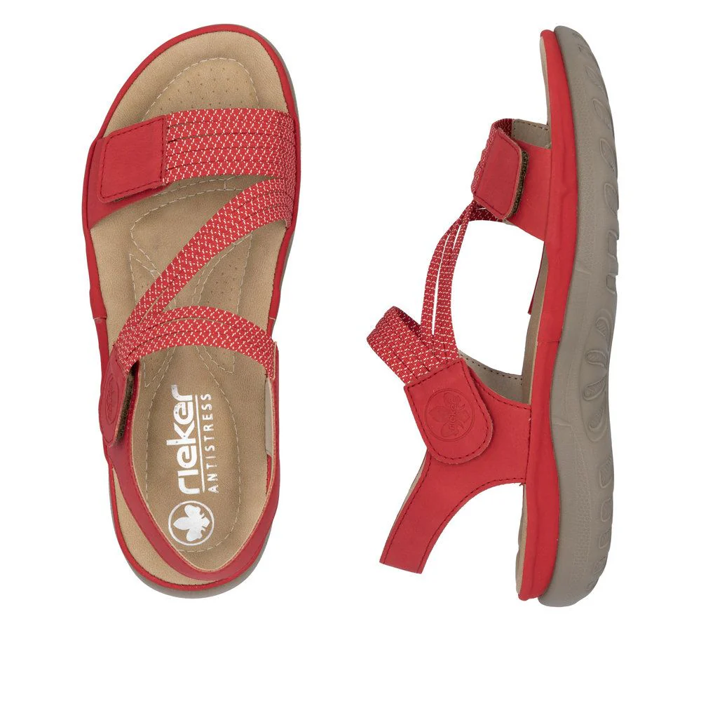 Rieker 64870 Velcro Strap Sandals in Flamme - Image 9