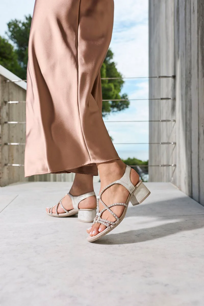 Rieker 64970 Women's Strappy Heeled Sandals in Beige Gold - Image 10