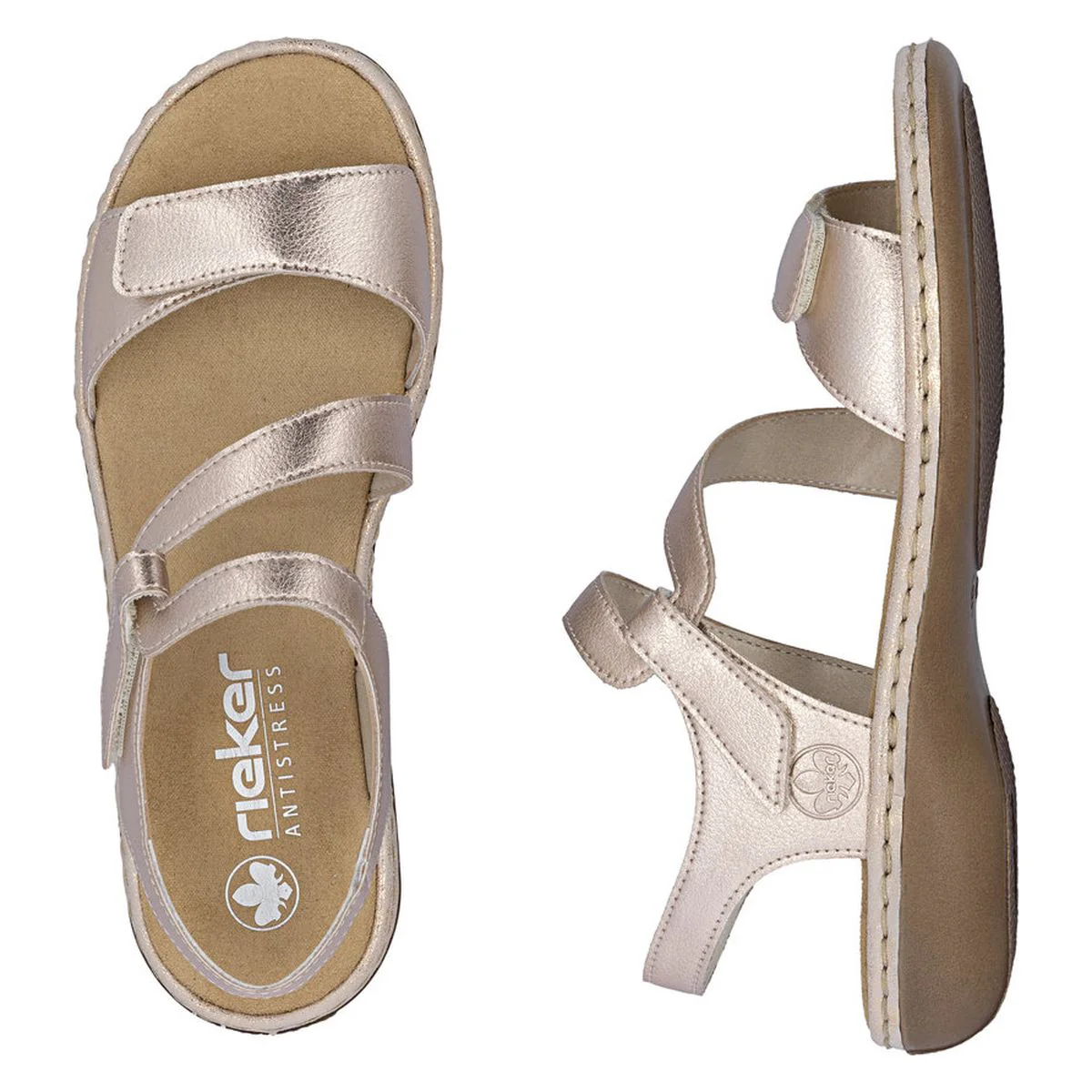 Rieker 659C7 Velcro Strap Sandals in Copper - Image 9