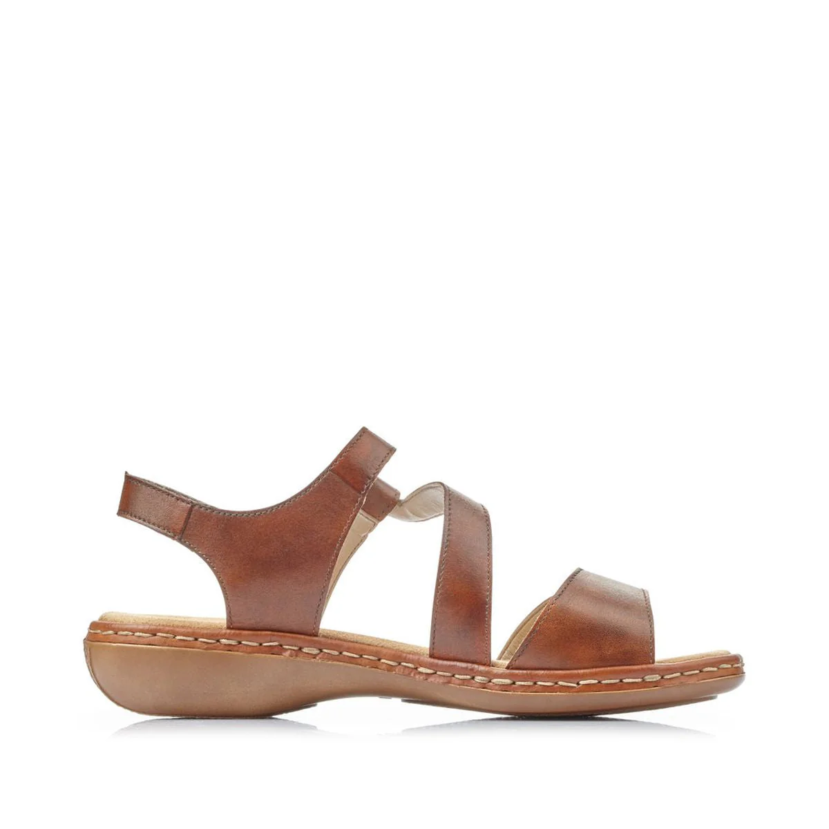 Rieker 659C7 Velcro Strap Sandals in Tan - Image 2