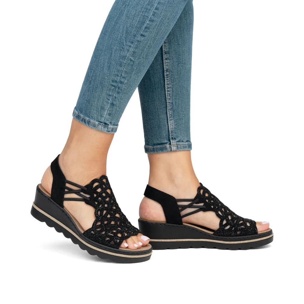 Rieker 67465 Women's Sandals in Black - Image 10