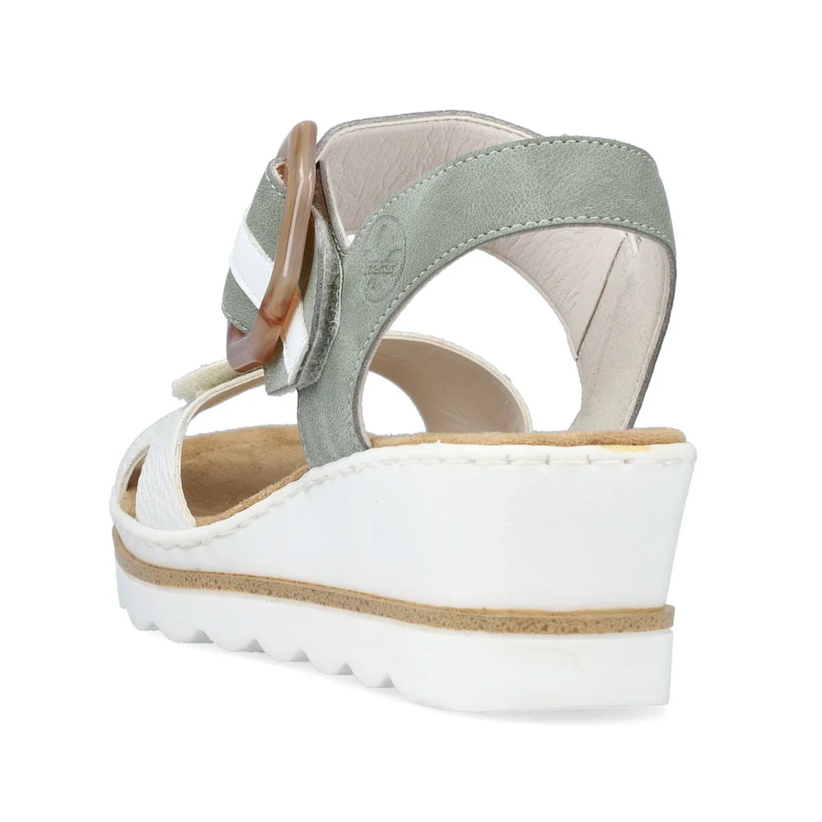 Rieker 67476 Women’s Wedge Sandals in White/Mint - Image 3