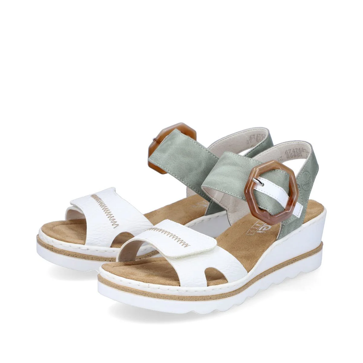 Rieker 67476 Women’s Wedge Sandals in White/Mint - Image 4