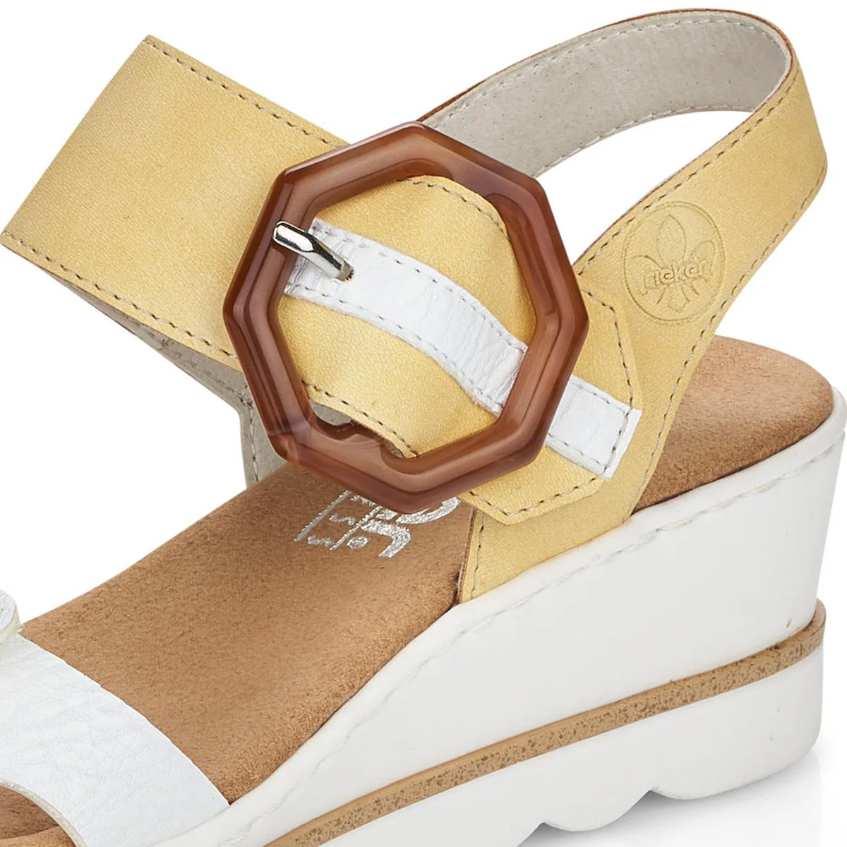 Rieker 67476 Women’s Wedge Sandals in White/Yellow - Image 4