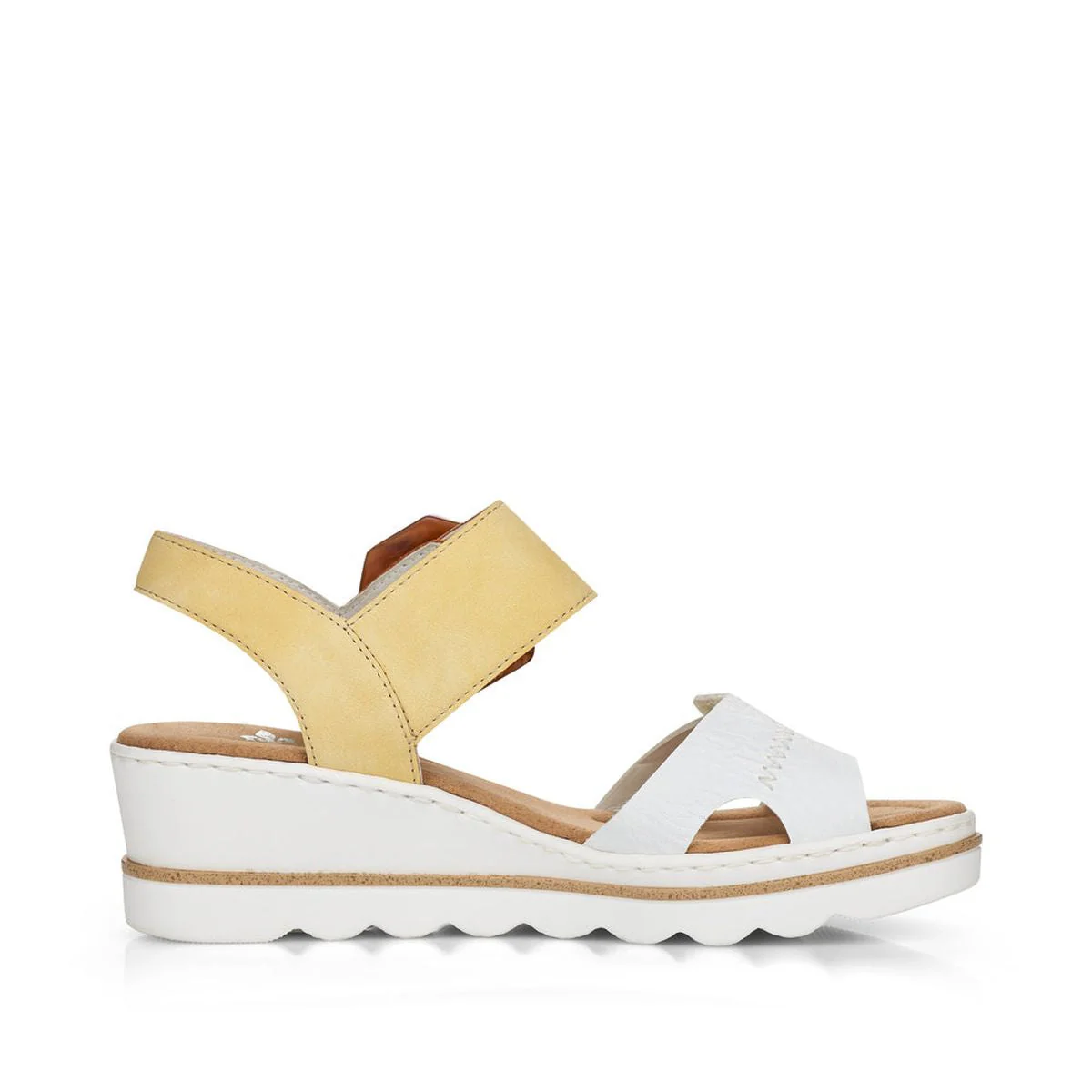 Rieker 67476 Women’s Wedge Sandals in White/Yellow - Image 5