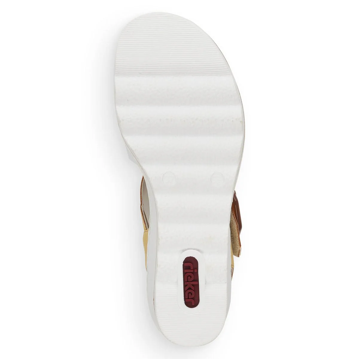 Rieker 67476 Women’s Wedge Sandals in White/Yellow - Image 6