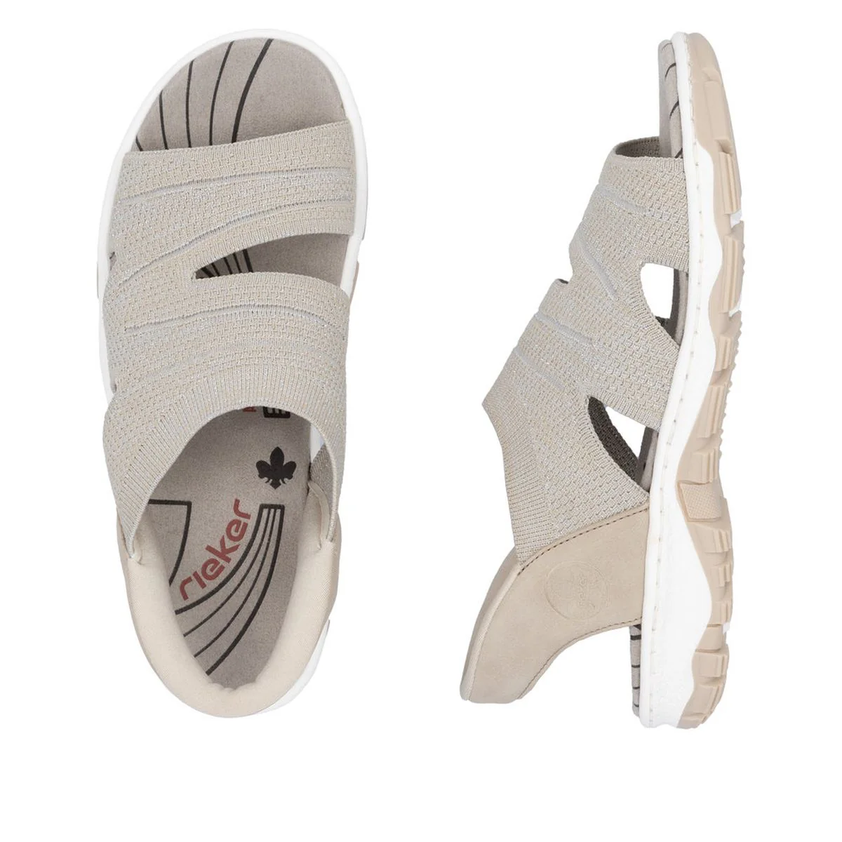 Rieker 68895-64 Women’s Knit Sandals in Stone – Lightweight Summer Comfort - Image 6