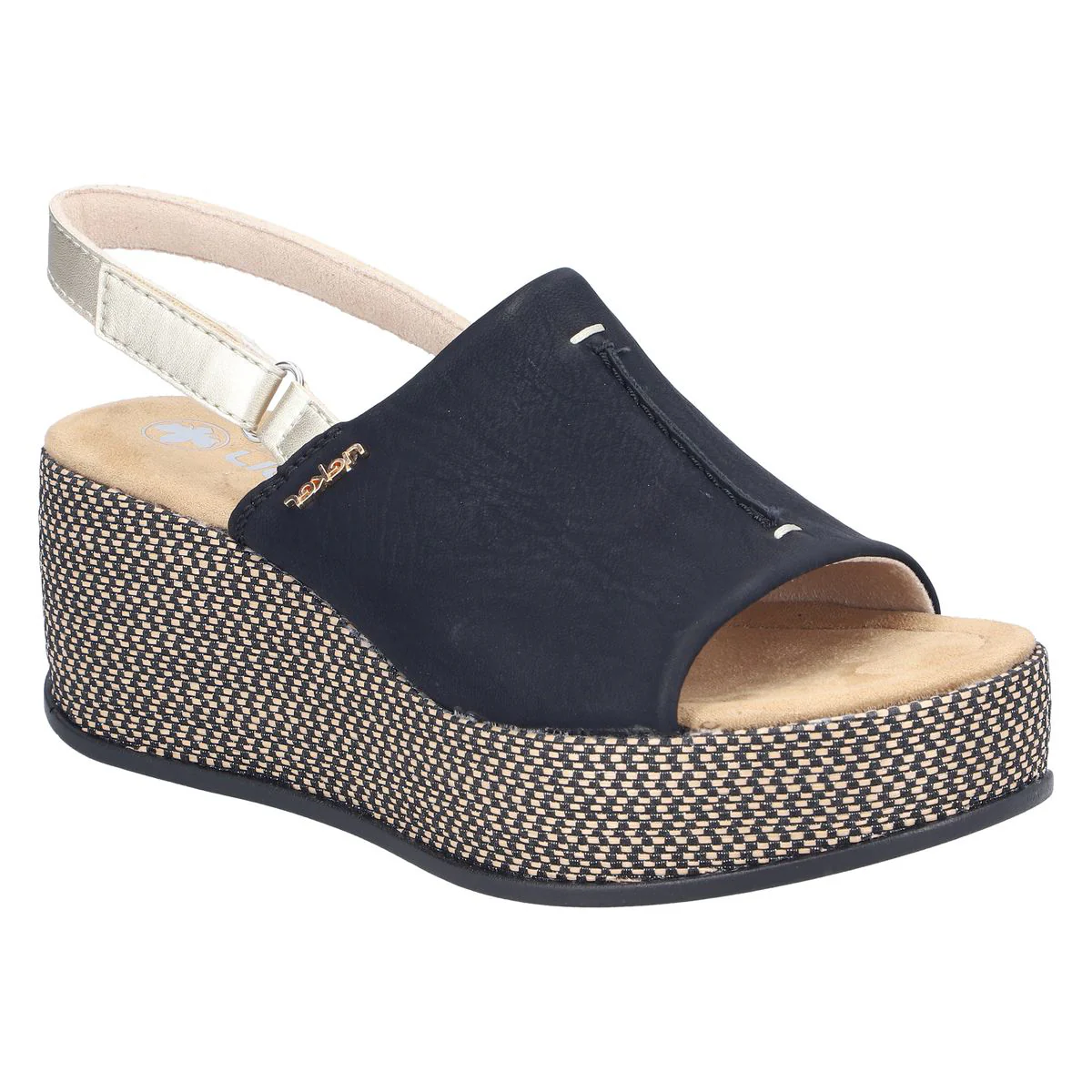 Rieker 69460 Women's Wedge Sandals in Black