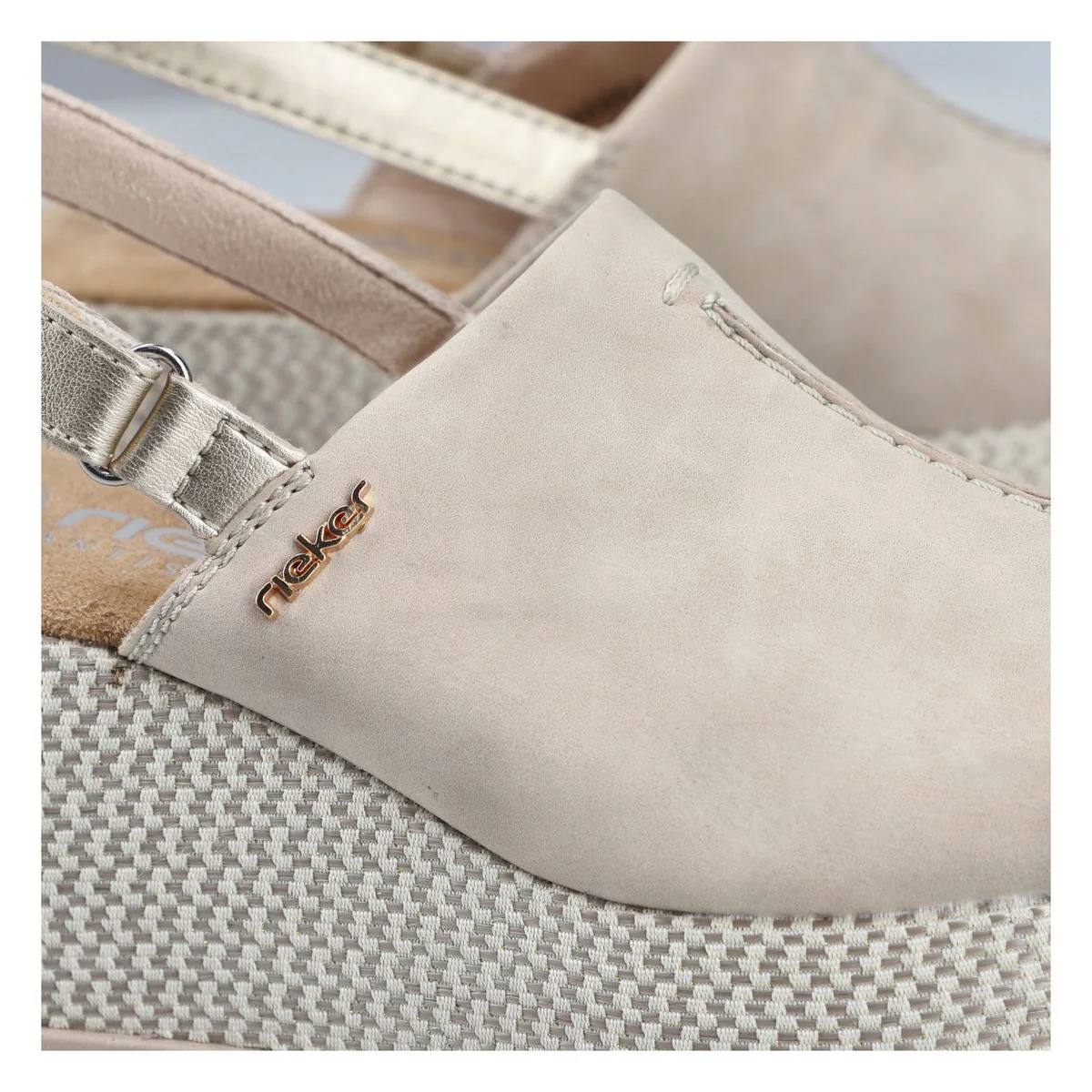 Rieker 69460 Women's Wedge Sandals in Beige - Image 13