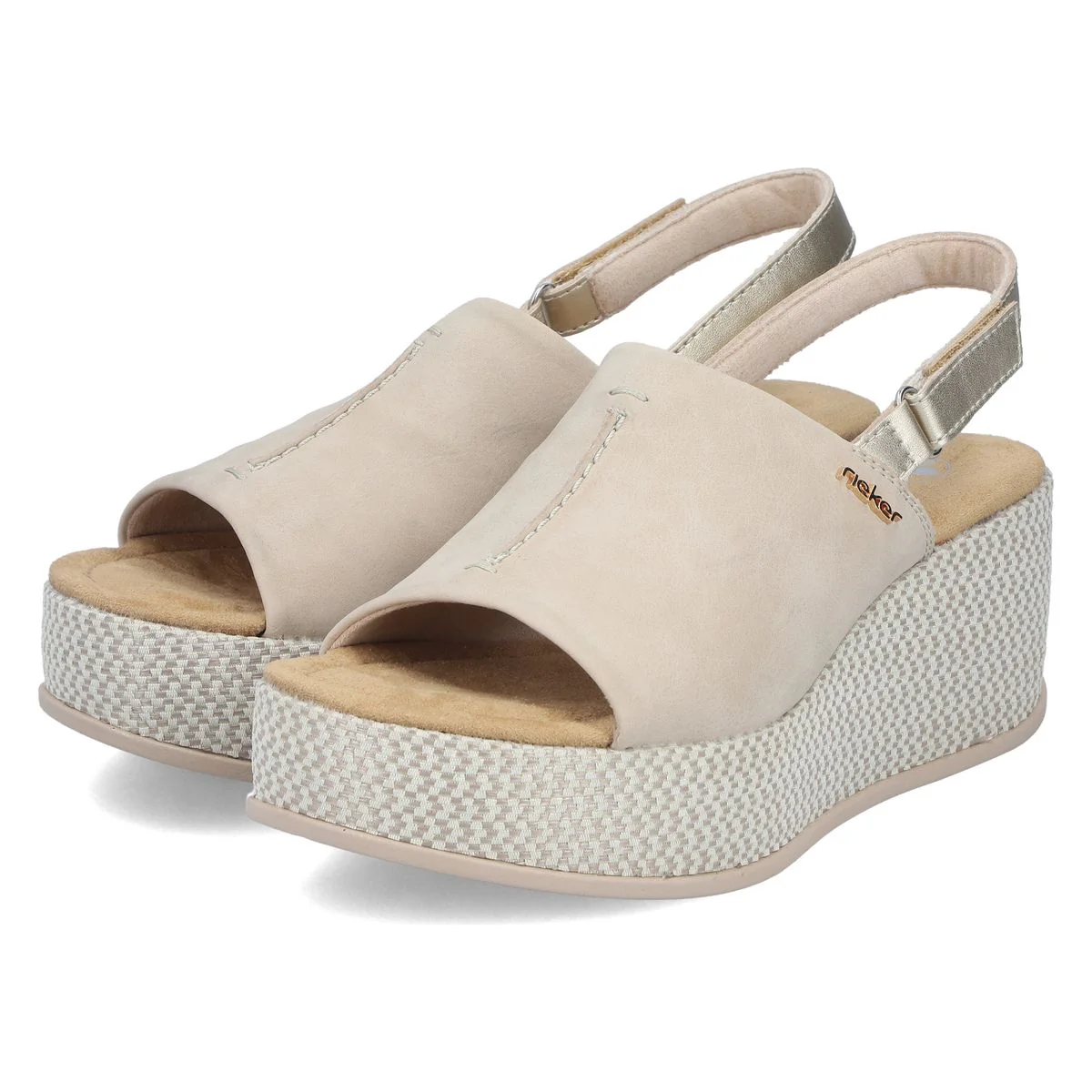 Rieker 69460 Women's Wedge Sandals in Beige - Image 8