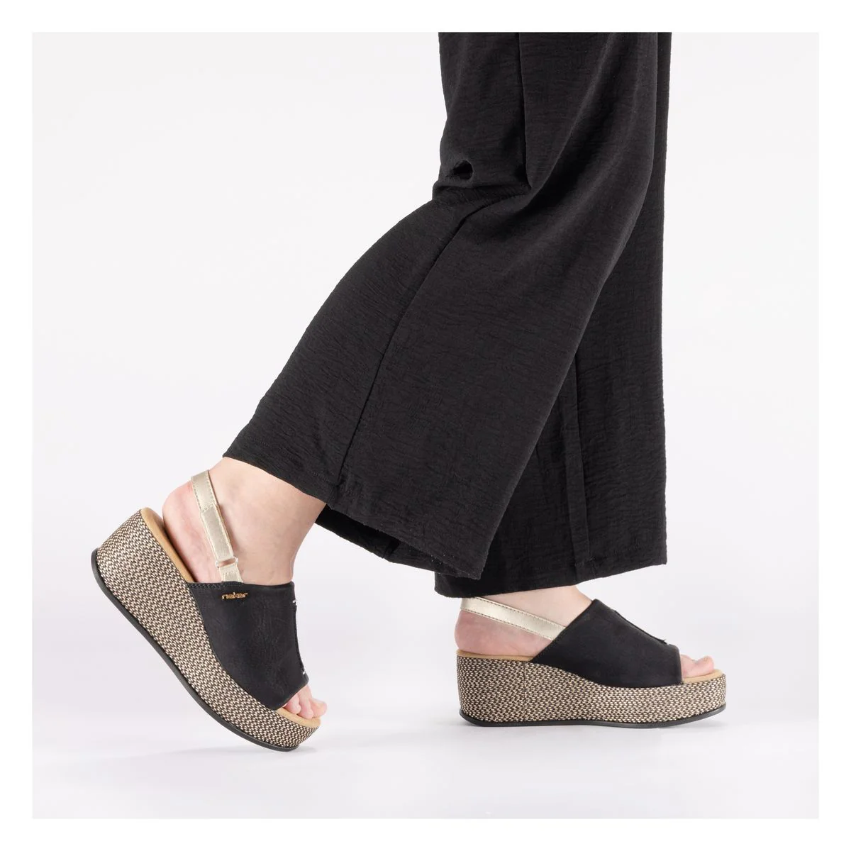 Rieker 69460 Women's Wedge Sandals in Black - Image 11