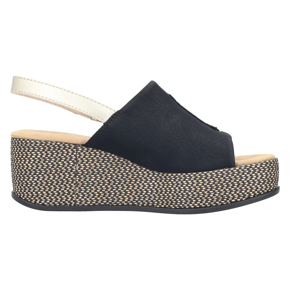 Rieker 69460 Women's Wedge Sandals in Black - Image 2