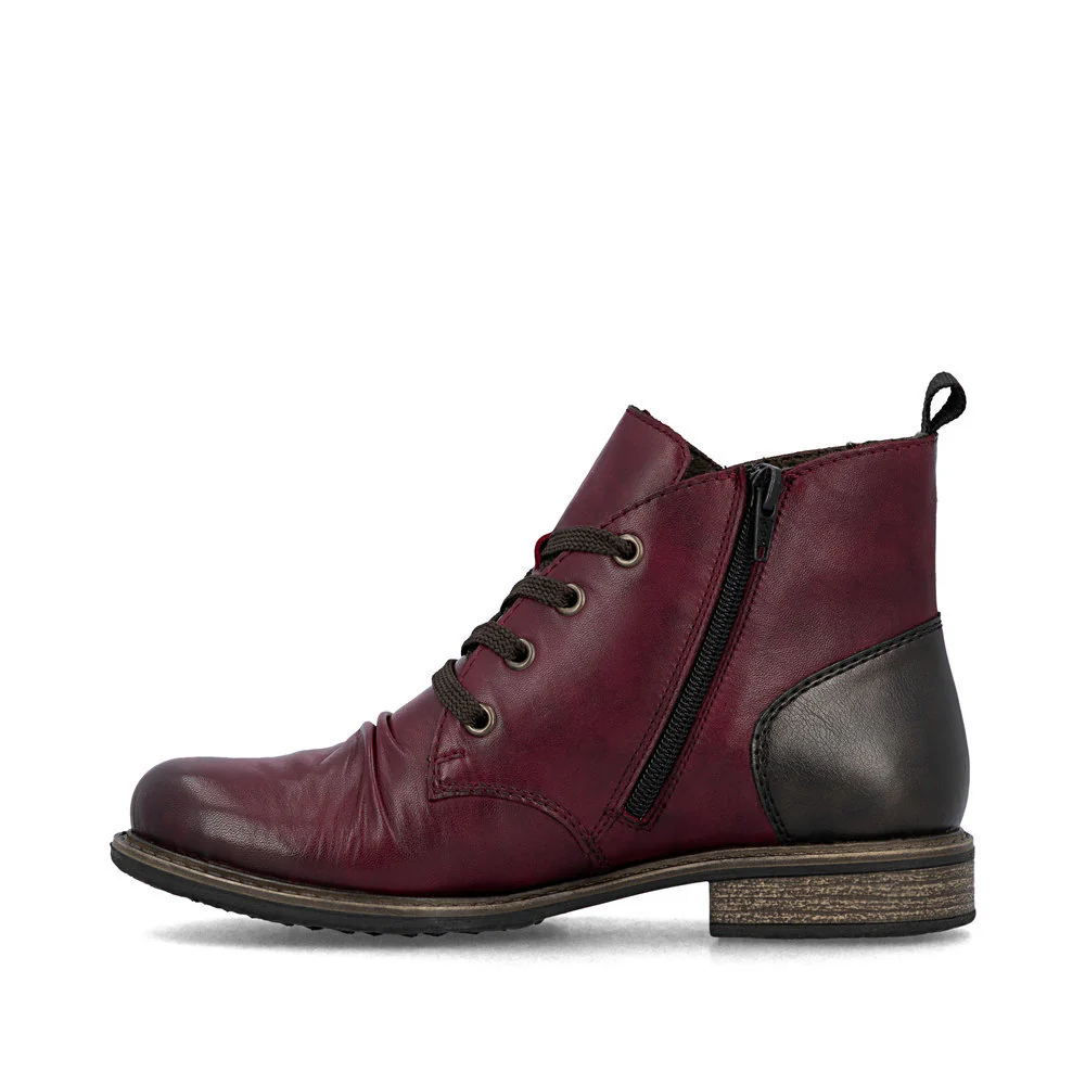 Rieker 74804 Lace Up Boots in Red - Image 2