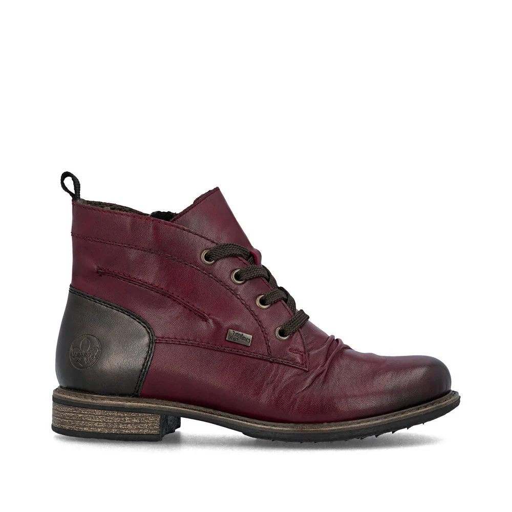 Rieker 74804 Lace Up Boots in Red - Image 4