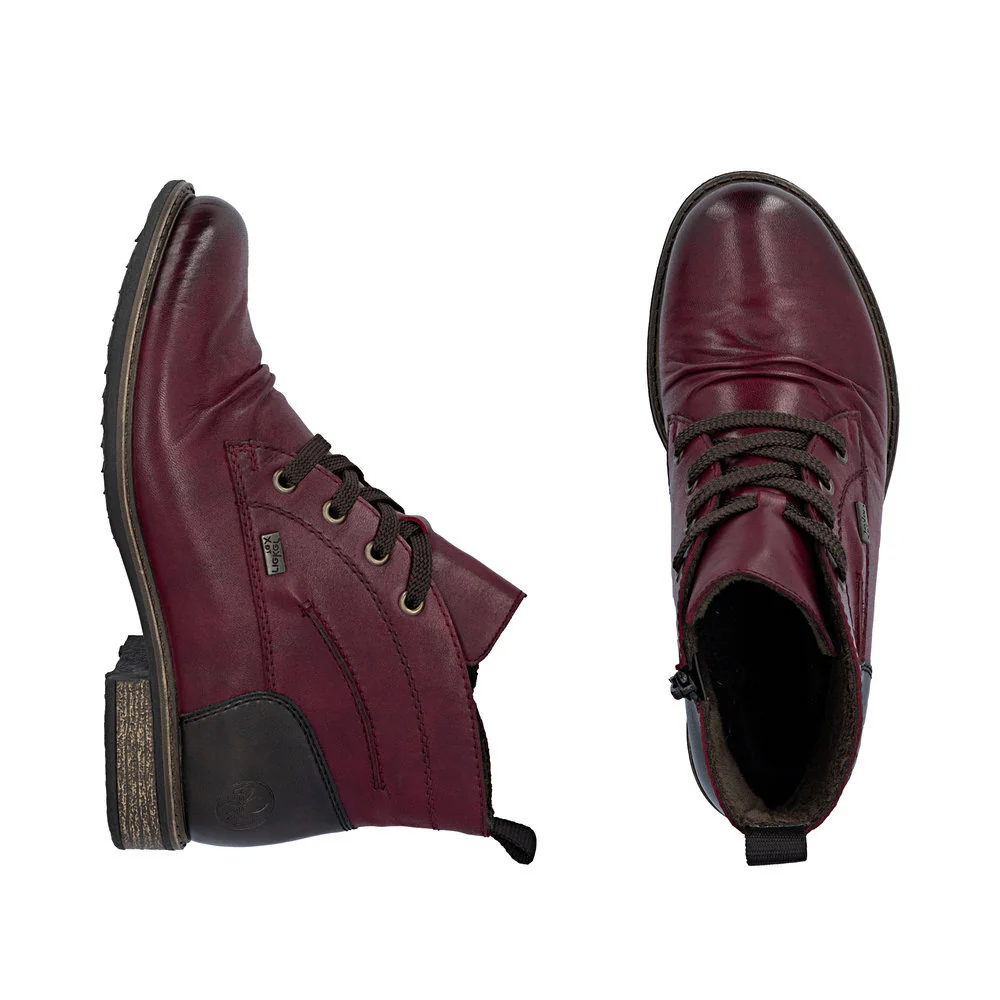 Rieker 74804 Lace Up Boots in Red - Image 6