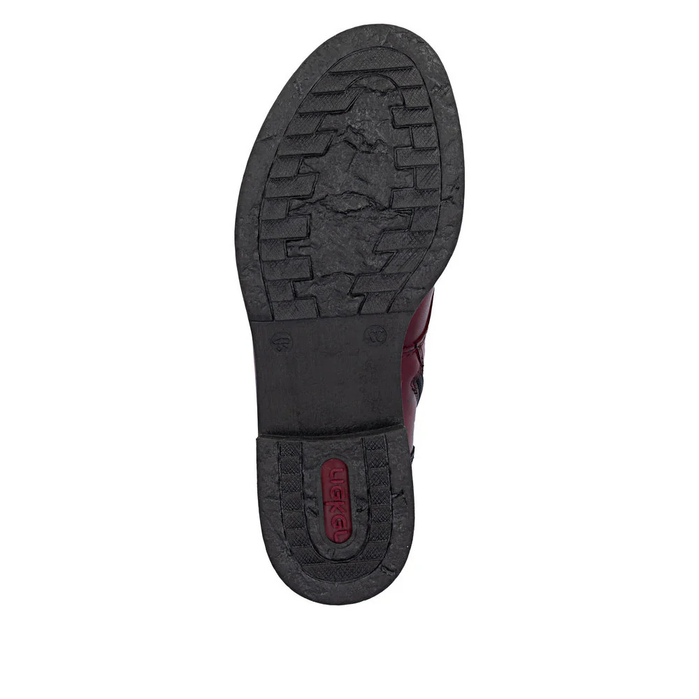 Rieker 74804 Lace Up Boots in Red - Image 7