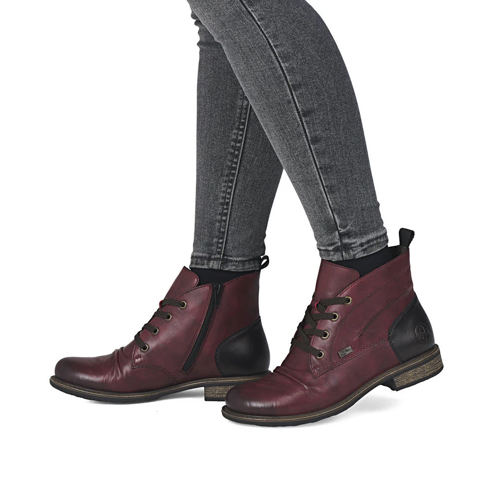 Rieker 74804 Lace Up Boots in Red - Image 8