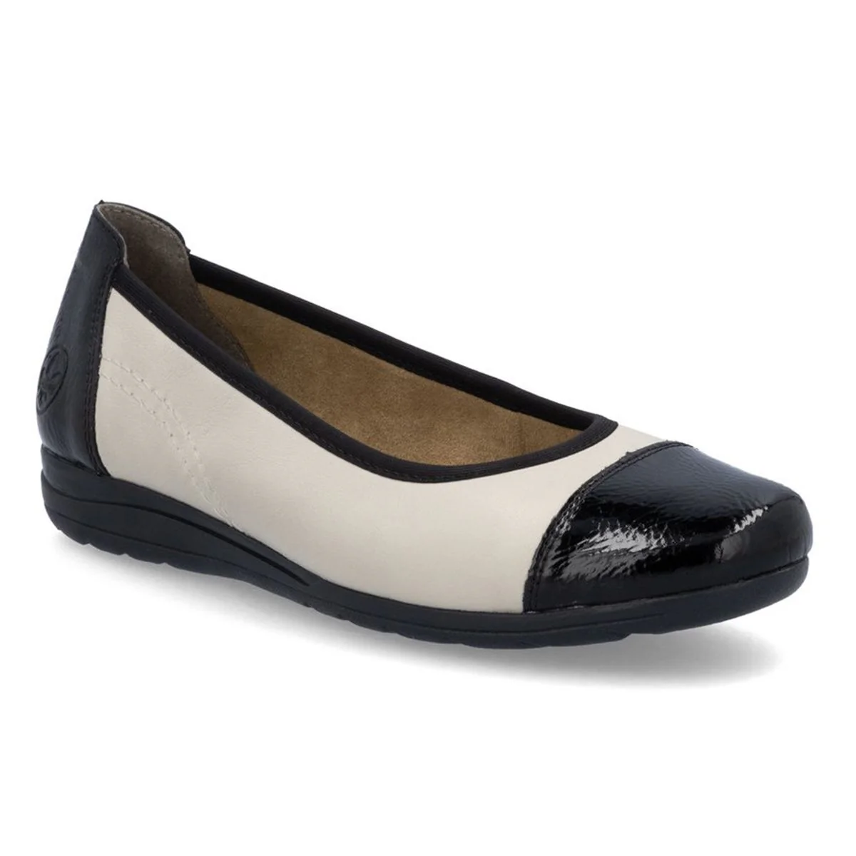Rieker L9351-80 Women's Two Tone Ballerina Largo Black/Cream