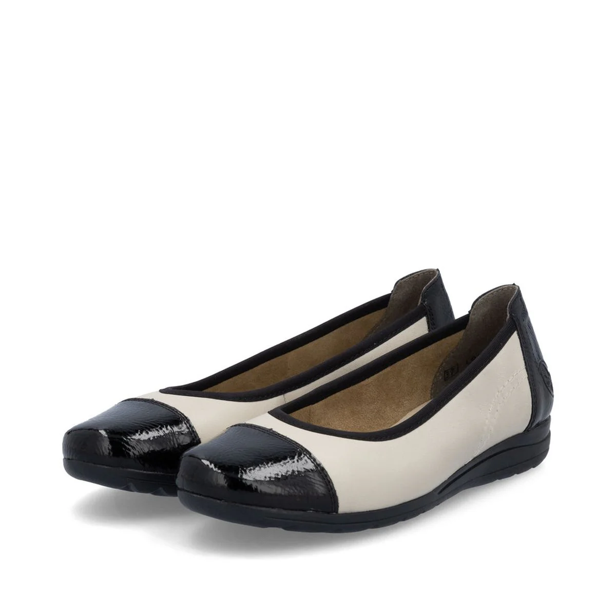 Rieker L9351-80 Women's Two Tone Ballerina Largo Black/Cream - Image 2
