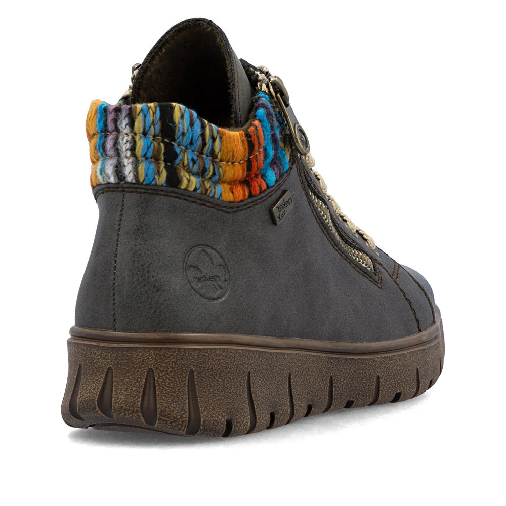 Rieker N1305 Lace Up Boots in Gray - Image 3